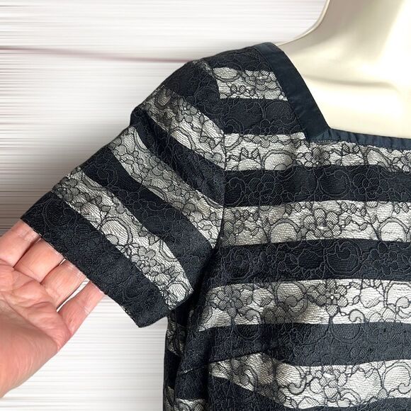 Marc by Marc Jacobs Lucienne Mini Dress Black & White Striped Laces - Picture 8 of 14